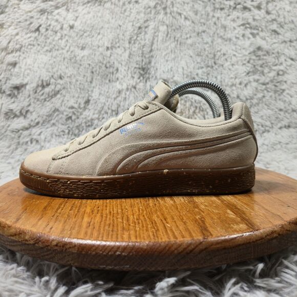 Puma Classic Suede Kids Size 6.5C Tan Spackled Gum Soles Lace Up LowTop Shoes - Picture 2 of 12